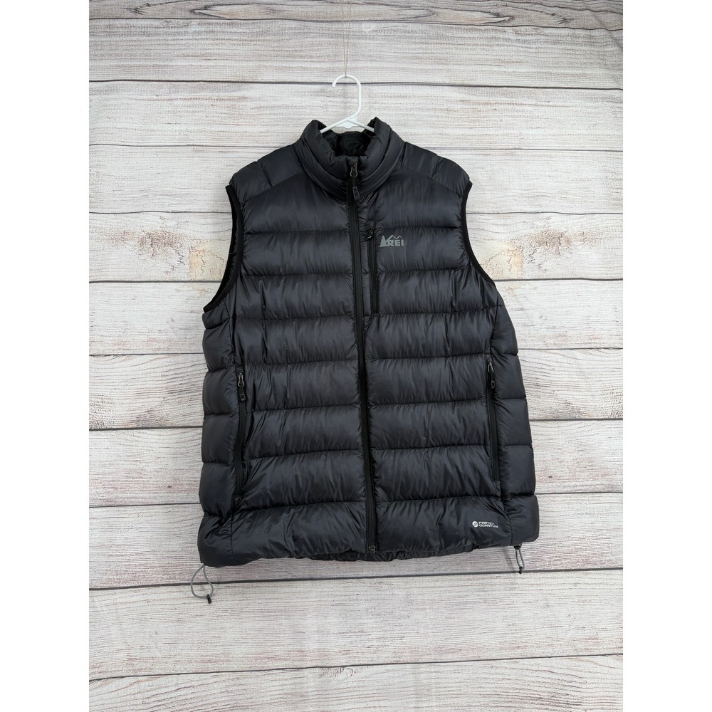 REI Down Puffer Vest Mens Large Black Primaloft Silver Pertex Quantum Quilted